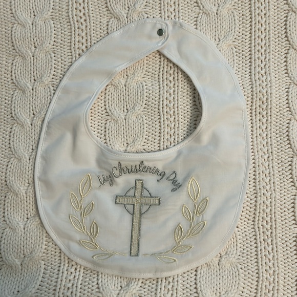 Christening Bib and Shoes - Picture 1 of 8